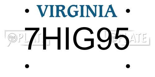 7HIG95 Virginia License Plate