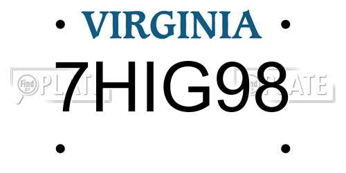 7HIG98 Virginia License Plate