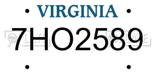 7HO2589 Virginia License Plate