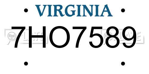 7HO7589 Virginia License Plate