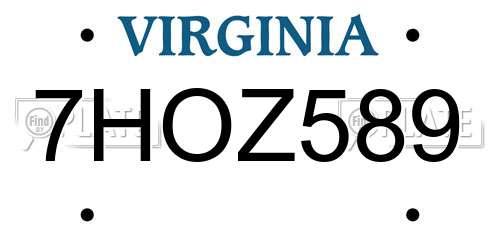 7HOZ589 Virginia License Plate