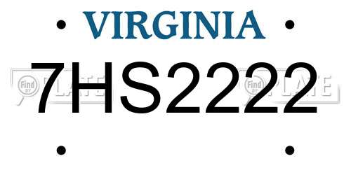 7HS2222 Virginia License Plate