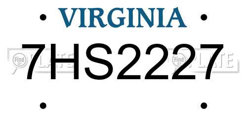 7HS2227 Virginia License Plate