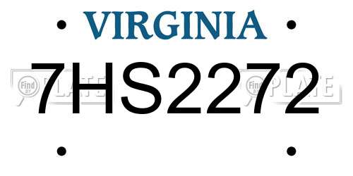 7HS2272 Virginia License Plate