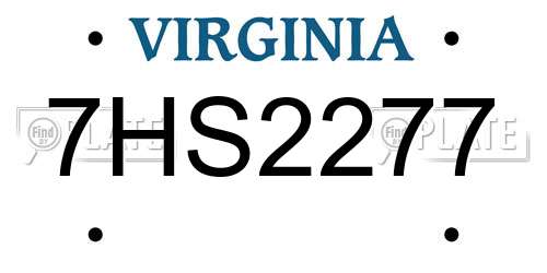 7HS2277 Virginia License Plate