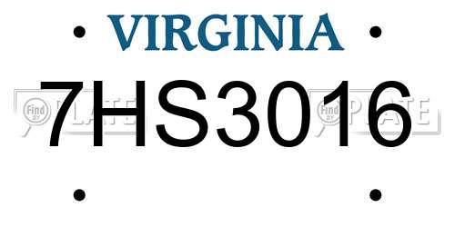 7HS3016 Virginia License Plate
