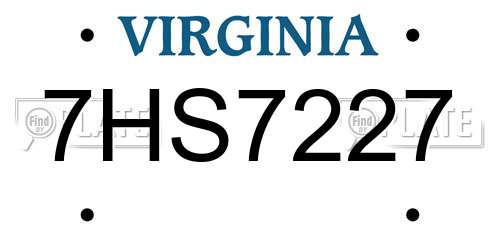 7HS7227 Virginia License Plate