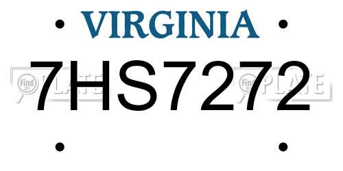 7HS7272 Virginia License Plate