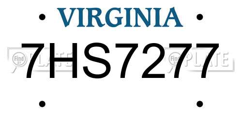 7HS7277 Virginia License Plate