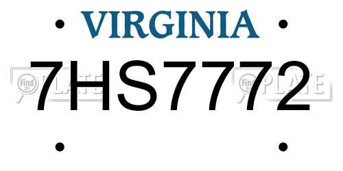 7HS7772 Virginia License Plate