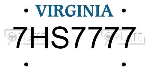 7HS7777 Virginia License Plate
