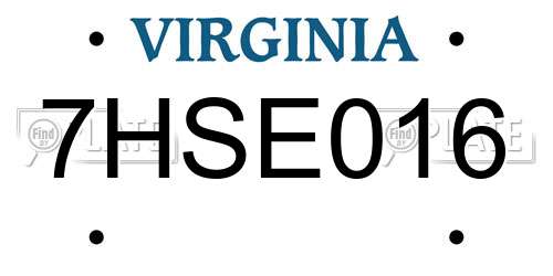 7HSE016 Virginia License Plate
