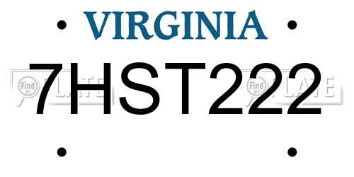 7HST222 Virginia License Plate