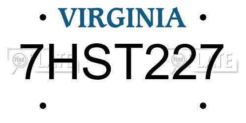 7HST227 Virginia License Plate