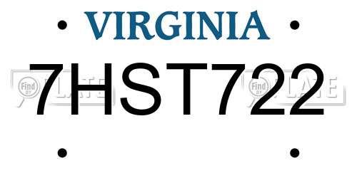 7HST722 Virginia License Plate