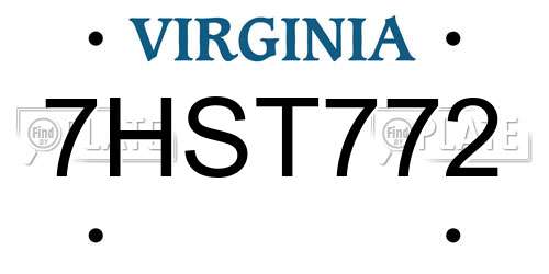 7HST772 Virginia License Plate
