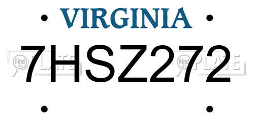 7HSZ272 Virginia License Plate
