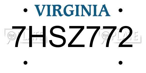 7HSZ772 Virginia License Plate
