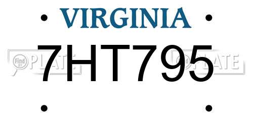 7HT795 Virginia License Plate