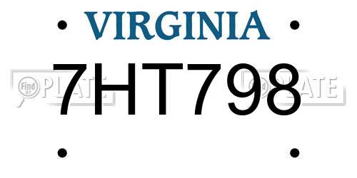 7HT798 Virginia License Plate