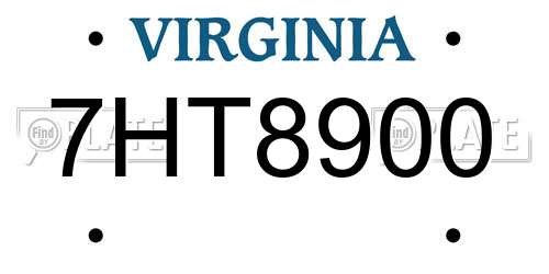 7HT8900 Virginia License Plate