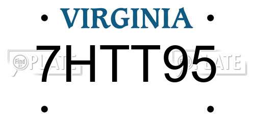 7HTT95 Virginia License Plate