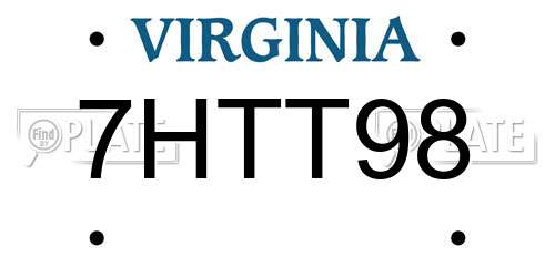 7HTT98 Virginia License Plate