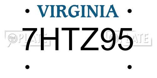 7HTZ95 Virginia License Plate
