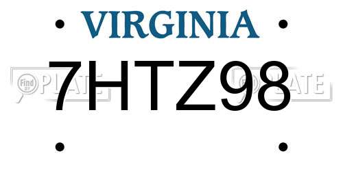 7HTZ98 Virginia License Plate