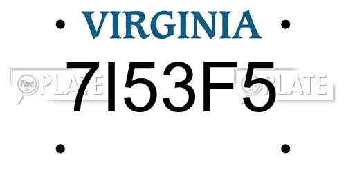 7I53F5 Virginia License Plate