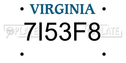 7I53F8 Virginia License Plate