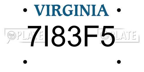 7I83F5 Virginia License Plate