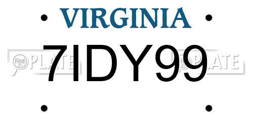 7IDY99 Virginia License Plate