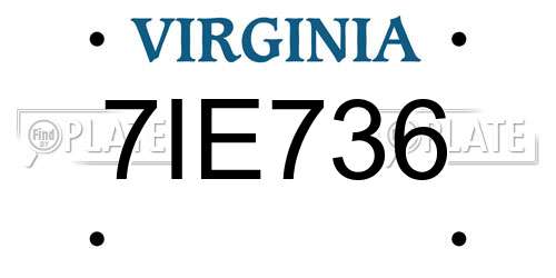 7IE736 Virginia License Plate