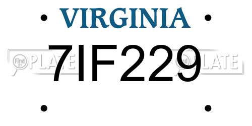 7IF229 Virginia License Plate