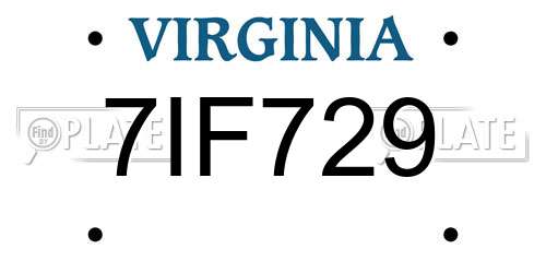 7IF729 Virginia License Plate