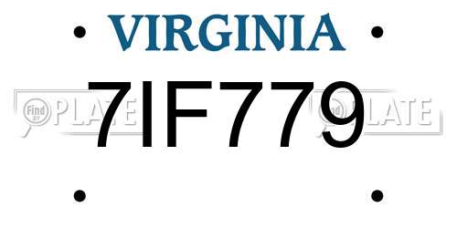 7IF779 Virginia License Plate