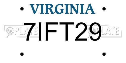 7IFT29 Virginia License Plate