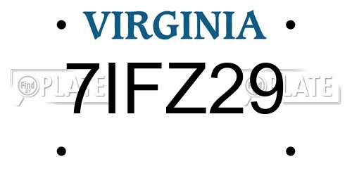 7IFZ29 Virginia License Plate