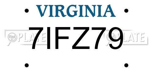 7IFZ79 Virginia License Plate