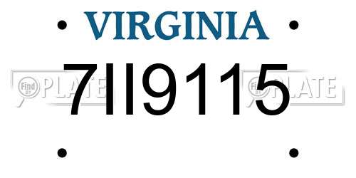 7II9115 Virginia License Plate