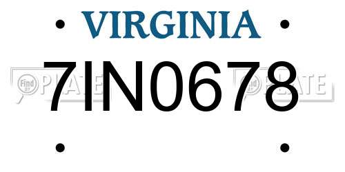 7IN0678 Virginia License Plate