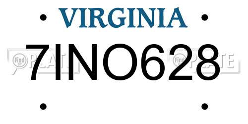 7INO628 Virginia License Plate