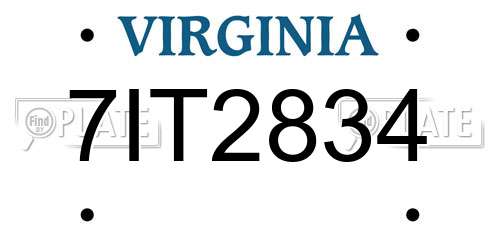 7IT2834 Virginia License Plate