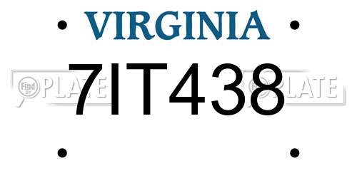7IT438 Virginia License Plate