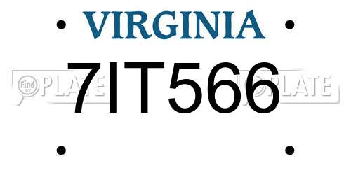 7IT566 Virginia License Plate