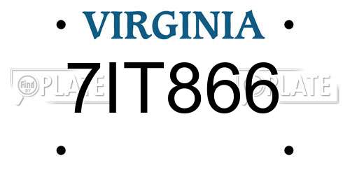 7IT866 Virginia License Plate