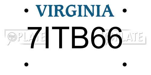7ITB66 Virginia License Plate