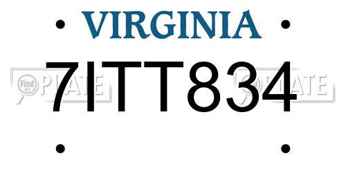 7ITT834 Virginia License Plate