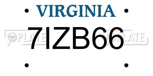 7IZB66 Virginia License Plate